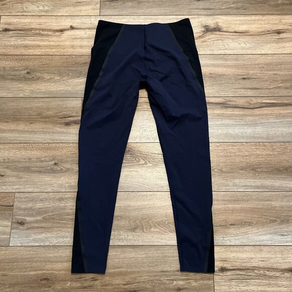 SPANX Every Wear Mesh Contour Active Leggings SZ Large 50082R Navy Black Stretch - Picture 11 of 13